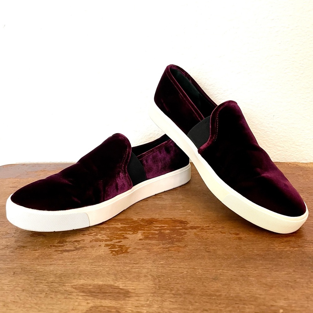 Vince ⚡️
Blair Velvet Slip-On Sneakers  SIZE 8.5B / 38.5EU COLOR~PINOT